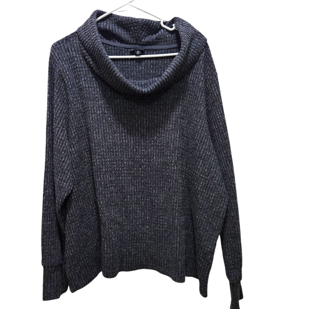 Torrid Size 3 3X 22-24 Brushed Waffle Cowl Neck Top Lightweight Sweater Gray